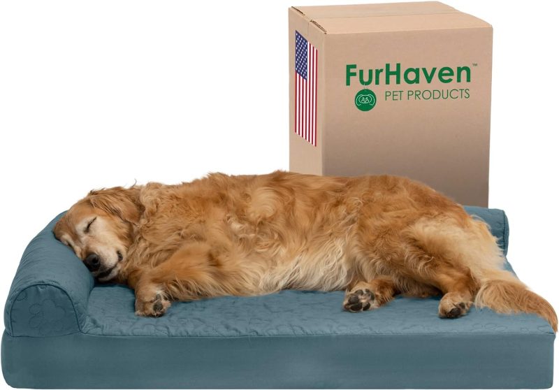 Furhaven Orthopedic Dog Bed for Medium/Small Dogs w/ Removable Bolsters & Washable Cover, For Dogs Up to 35 lbs - Plush & Almond - Image 278
