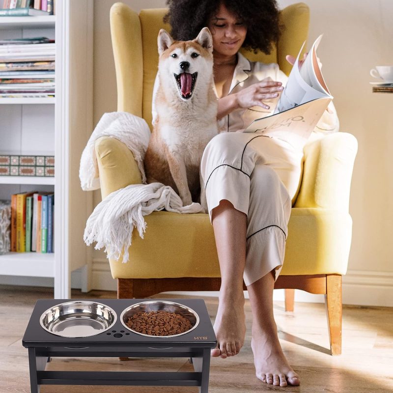 HTB Elevated Dog Bowls,Raised Dog Bowl Stand with 2 Stainless Steel Bowls,Elevated Raised Dog Bowls for Large Medium Small Sized - Image 45