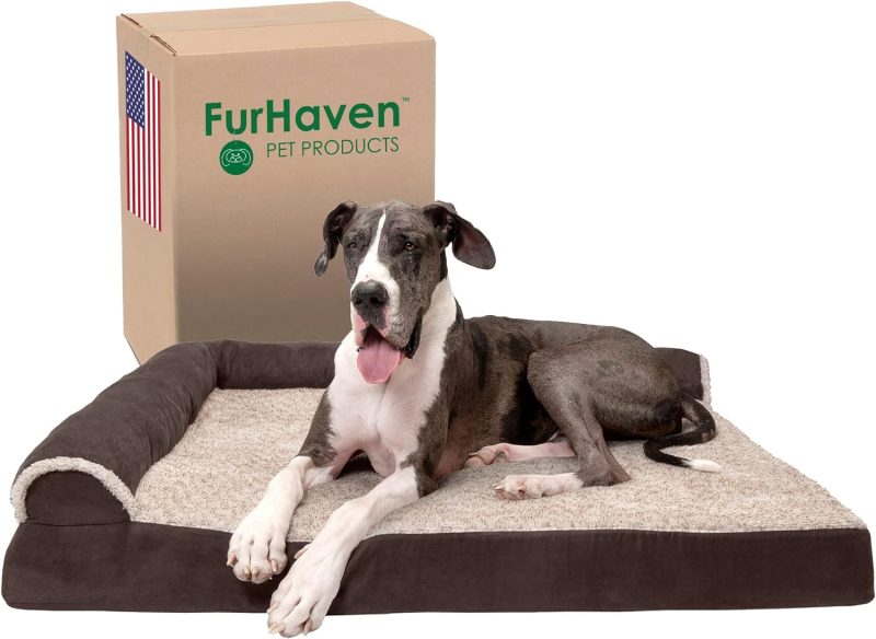 Furhaven Orthopedic Dog Bed for Medium/Small Dogs w/ Removable Bolsters & Washable Cover, For Dogs Up to 35 lbs - Plush & Almond - Image 294