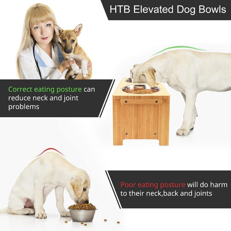 HTB Elevated Dog Bowls,Raised Dog Bowl Stand with 2 Stainless Steel Bowls,Elevated Raised Dog Bowls for Large Medium Small Sized - Image 67
