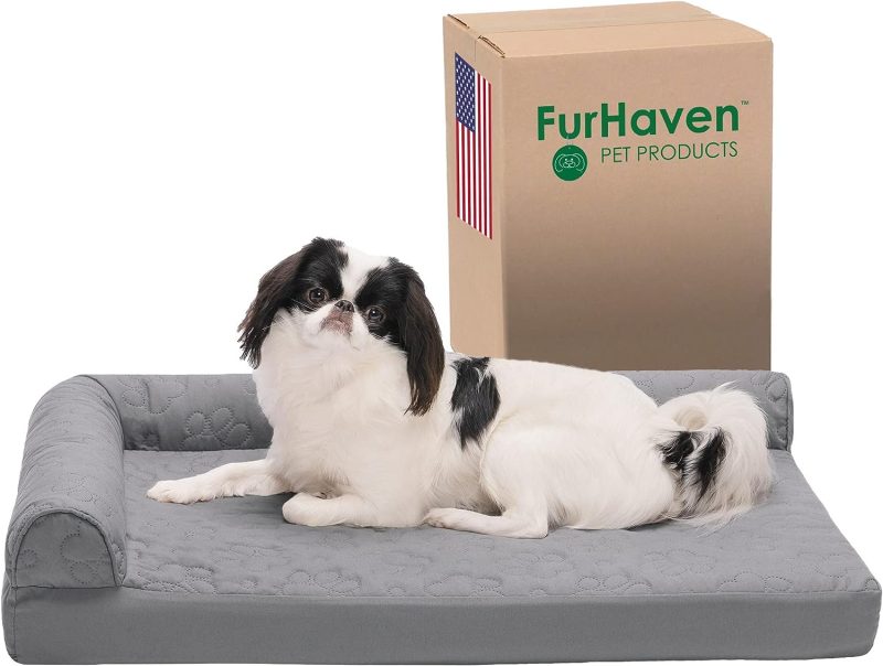 Furhaven Orthopedic Dog Bed for Medium/Small Dogs w/ Removable Bolsters & Washable Cover, For Dogs Up to 35 lbs - Plush & Almond - Image 705
