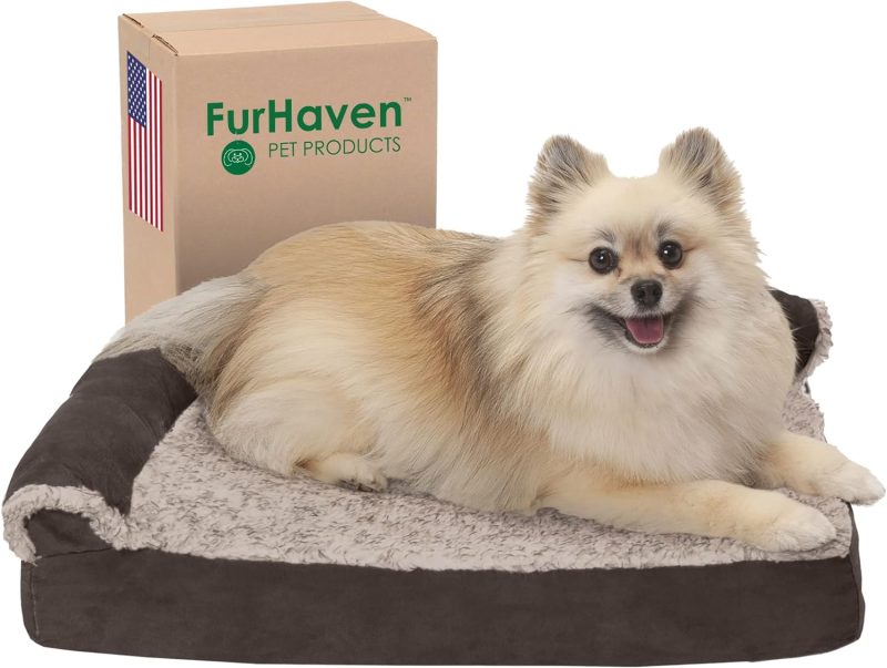 Furhaven Orthopedic Dog Bed for Medium/Small Dogs w/ Removable Bolsters & Washable Cover, For Dogs Up to 35 lbs - Plush & Almond - Image 607