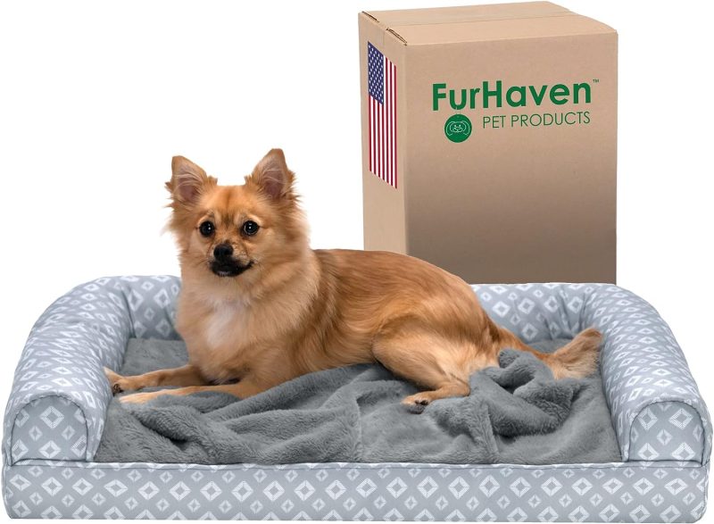 Furhaven Cooling Gel Dog Bed for Large Dogs w/ Removable Bolsters & Washable Cover, For Dogs Up to 95 lbs - Plush & Velvet Waves - Image 256