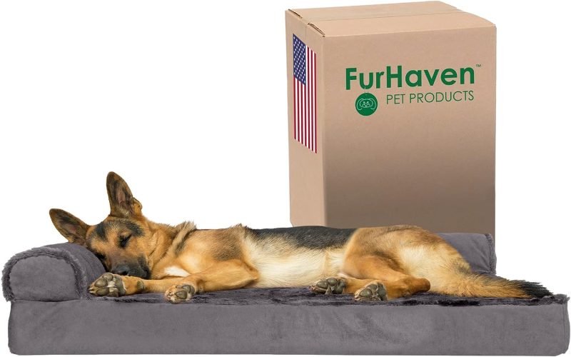 Furhaven Orthopedic Dog Bed for Medium/Small Dogs w/ Removable Bolsters & Washable Cover, For Dogs Up to 35 lbs - Plush & Almond - Image 233