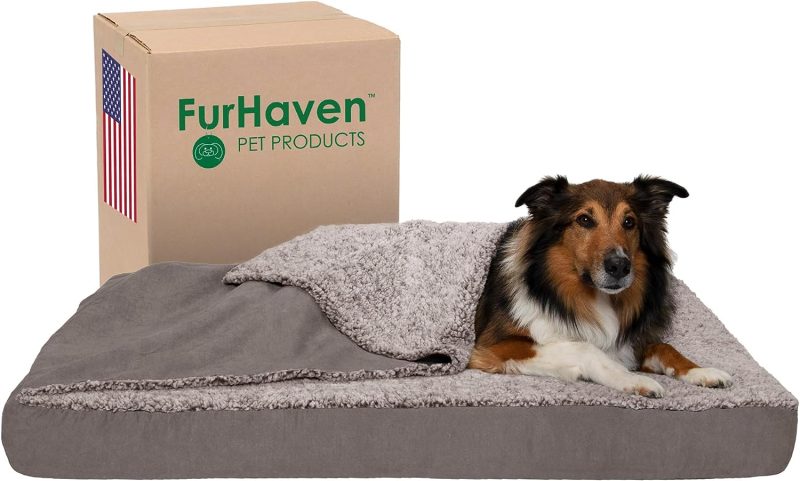 Furhaven Cooling Gel Dog Bed for Large Dogs w/ Removable Bolsters & Washable Cover, For Dogs Up to 95 lbs - Plush & Velvet Waves - Image 310