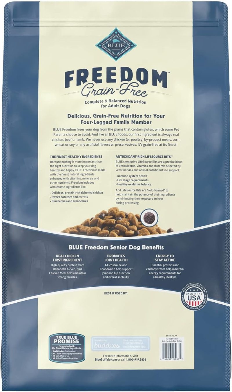 Blue Buffalo Freedom Grain Free Natural Senior Dry Dog Food, Chicken 24-lb - Image 2