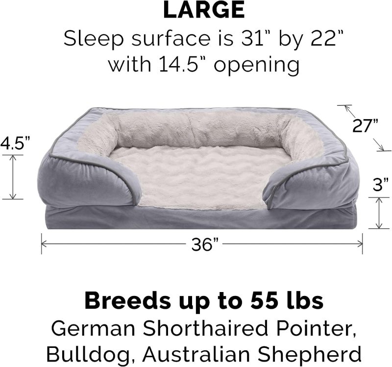 Furhaven Cooling Gel Dog Bed for Large Dogs w/ Removable Bolsters & Washable Cover, For Dogs Up to 95 lbs - Plush & Velvet Waves - Image 152