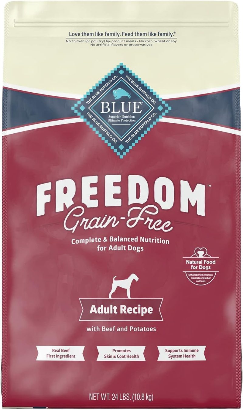 Blue Buffalo Freedom Grain Free Natural Adult Dry Dog Food, Beef 24-lb