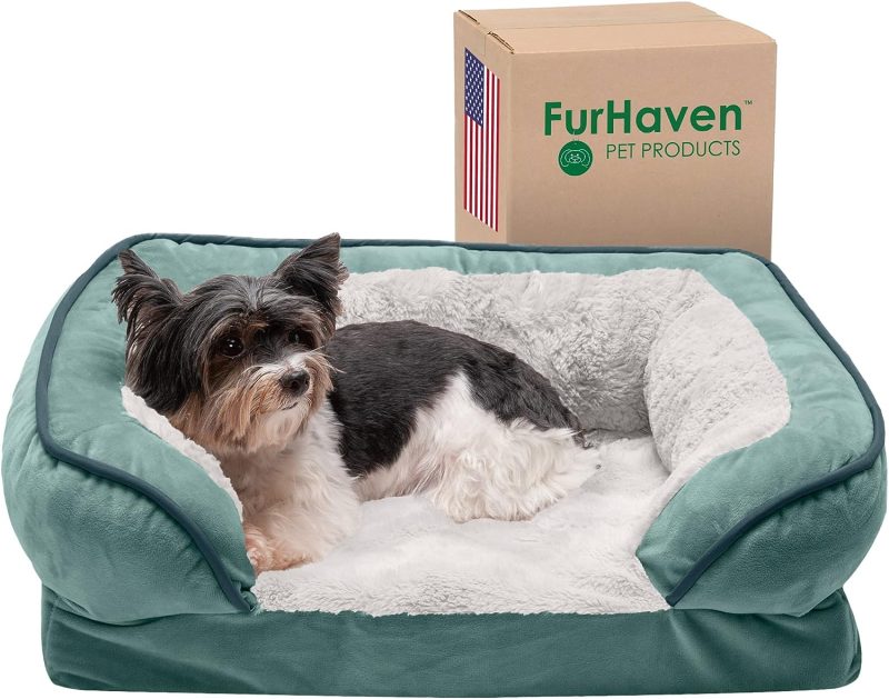 Furhaven Cooling Gel Dog Bed for Large Dogs w/ Removable Bolsters & Washable Cover, For Dogs Up to 95 lbs - Plush & Velvet Waves - Image 36