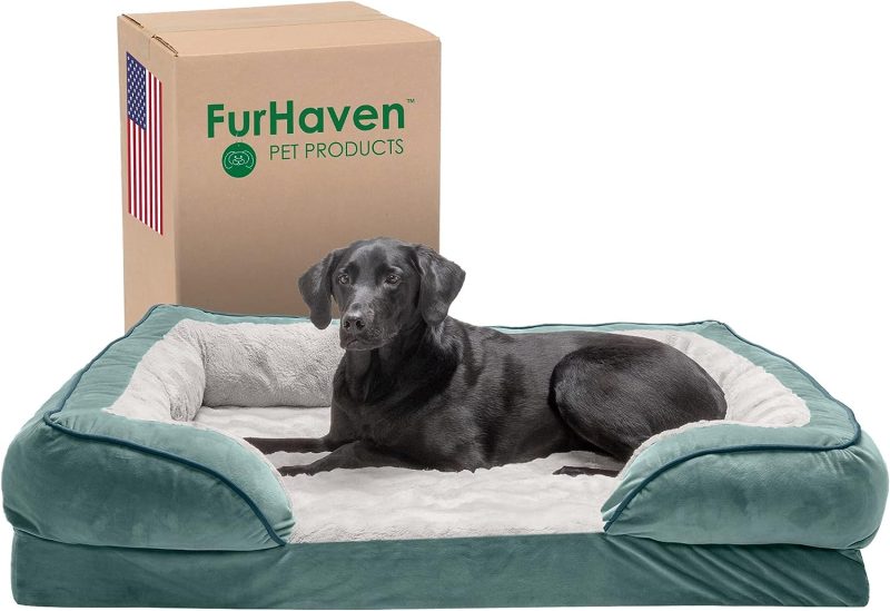Furhaven Cooling Gel Dog Bed for Large Dogs w/ Removable Bolsters & Washable Cover, For Dogs Up to 95 lbs - Plush & Velvet Waves - Image 342