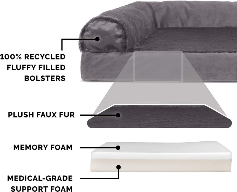 Furhaven Orthopedic Dog Bed for Medium/Small Dogs w/ Removable Bolsters & Washable Cover, For Dogs Up to 35 lbs - Plush & Almond - Image 312