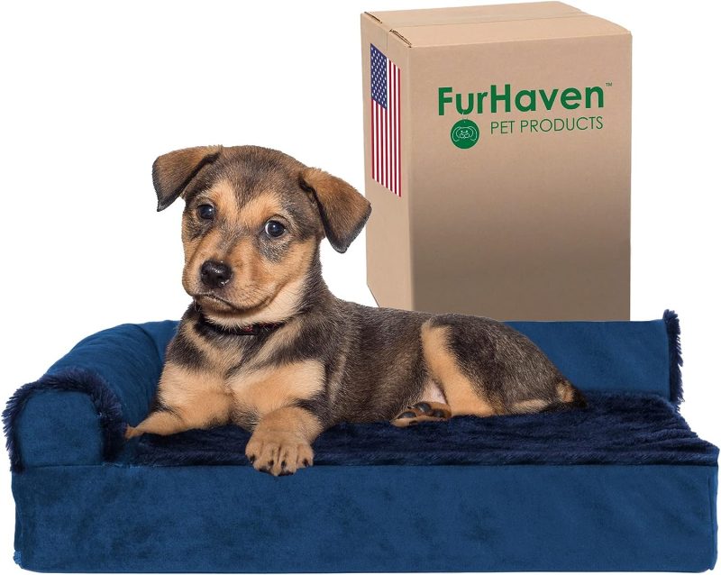 Furhaven Orthopedic Dog Bed for Medium/Small Dogs w/ Removable Bolsters & Washable Cover, For Dogs Up to 35 lbs - Plush & Almond - Image 711