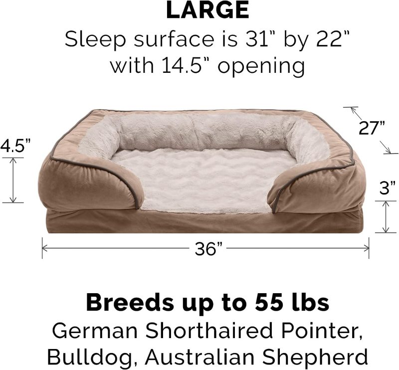 Furhaven Cooling Gel Dog Bed for Large Dogs w/ Removable Bolsters & Washable Cover, For Dogs Up to 95 lbs - Plush & Velvet Waves - Image 114