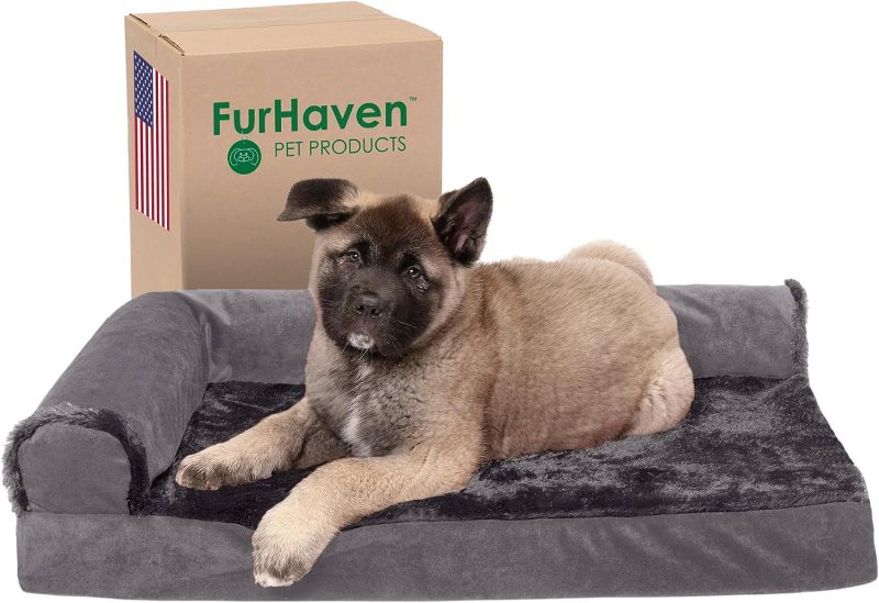 Furhaven Orthopedic Dog Bed for Medium/Small Dogs w/ Removable Bolsters & Washable Cover, For Dogs Up to 35 lbs - Plush & Almond - Image 311