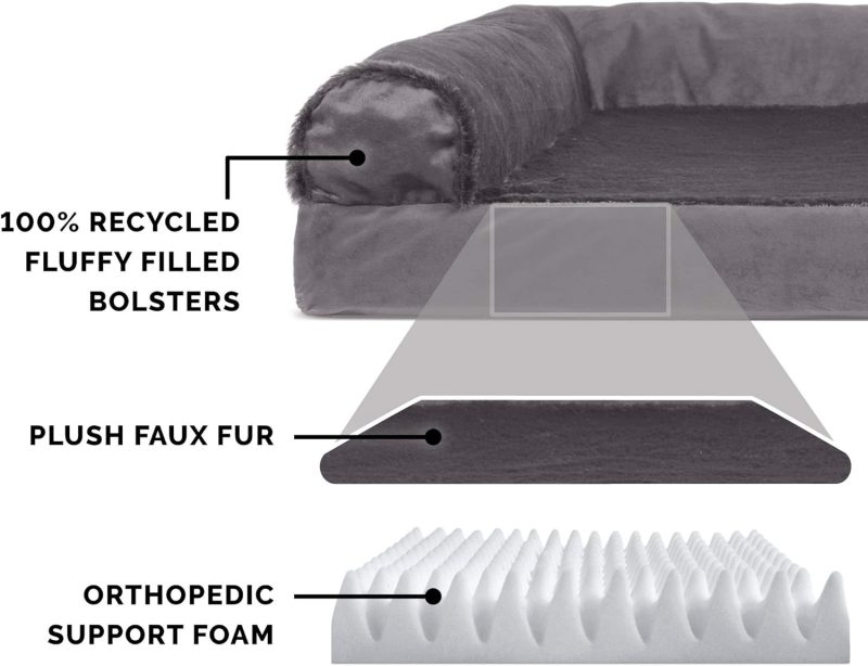 Furhaven Orthopedic Dog Bed for Medium/Small Dogs w/ Removable Bolsters & Washable Cover, For Dogs Up to 35 lbs - Plush & Almond - Image 226