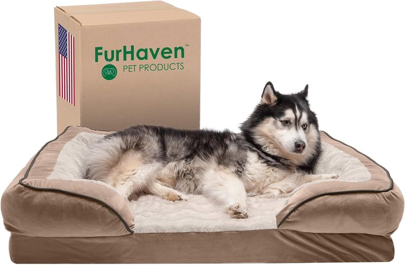 Furhaven Cooling Gel Dog Bed for Large Dogs w/ Removable Bolsters & Washable Cover, For Dogs Up to 95 lbs - Plush & Velvet Waves - Image 285