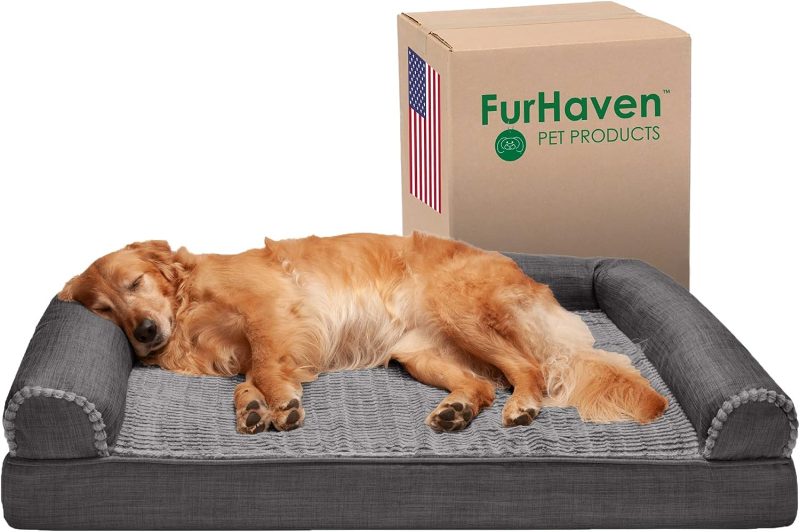 Furhaven Cooling Gel Dog Bed for Large Dogs w/ Removable Bolsters & Washable Cover, For Dogs Up to 95 lbs - Plush & Velvet Waves - Image 357