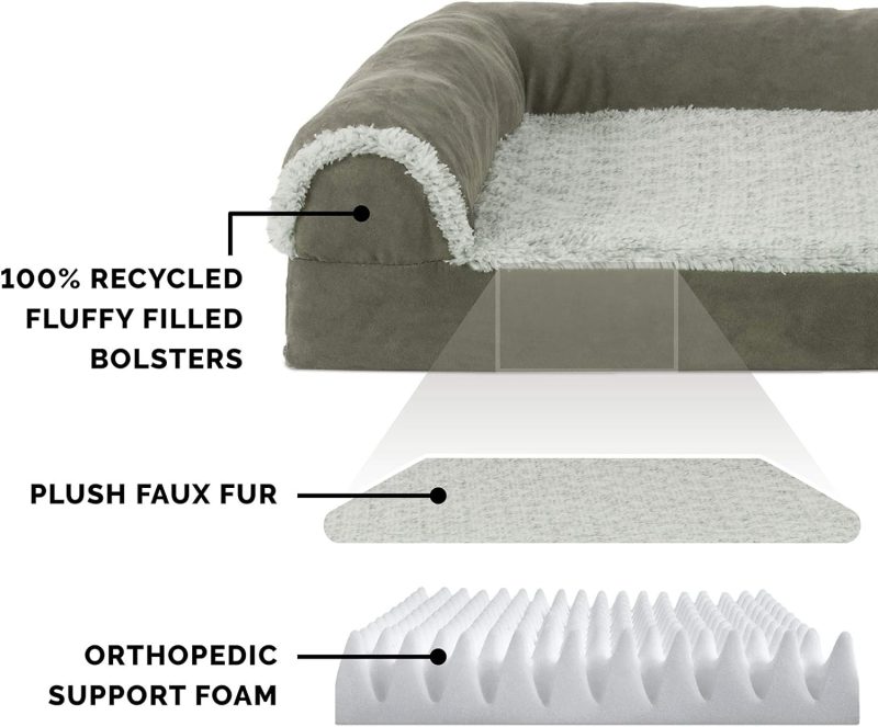 Furhaven Orthopedic Dog Bed for Medium/Small Dogs w/ Removable Bolsters & Washable Cover, For Dogs Up to 35 lbs - Plush & Almond - Image 367