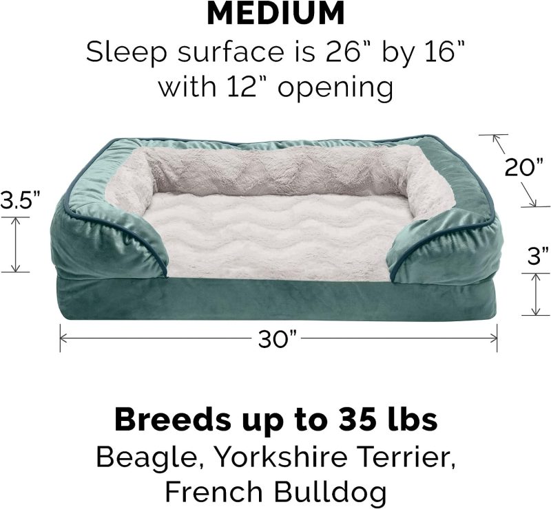 Furhaven Cooling Gel Dog Bed for Large Dogs w/ Removable Bolsters & Washable Cover, For Dogs Up to 95 lbs - Plush & Velvet Waves - Image 33