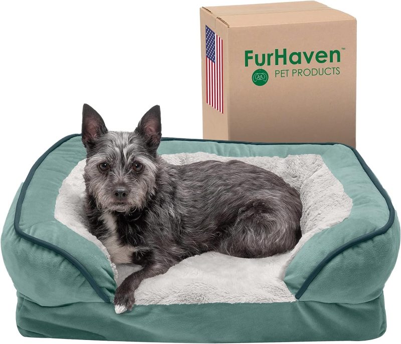 Furhaven Cooling Gel Dog Bed for Large Dogs w/ Removable Bolsters & Washable Cover, For Dogs Up to 95 lbs - Plush & Velvet Waves - Image 278