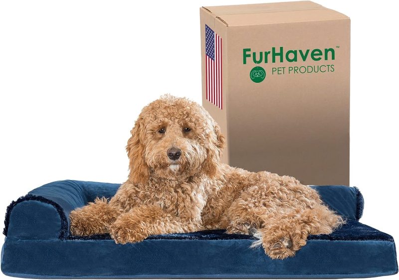 Furhaven Cooling Gel Dog Bed for Large/Medium Dogs w/ Removable Bolsters & Washable Cover, For Dogs Up to 55 lbs - Plush & - Image 698