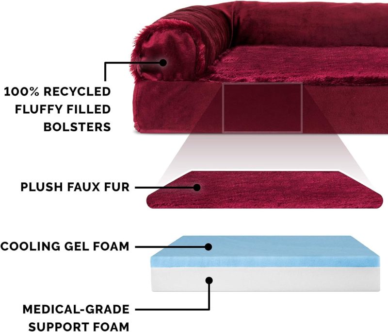 Furhaven Orthopedic Dog Bed for Medium/Small Dogs w/ Removable Bolsters & Washable Cover, For Dogs Up to 35 lbs - Plush & Almond - Image 56