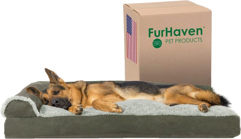 Furhaven Orthopedic Dog Bed for Medium/Small Dogs w/ Removable Bolsters & Washable Cover, For Dogs Up to 35 lbs - Plush & Almond - Image 473