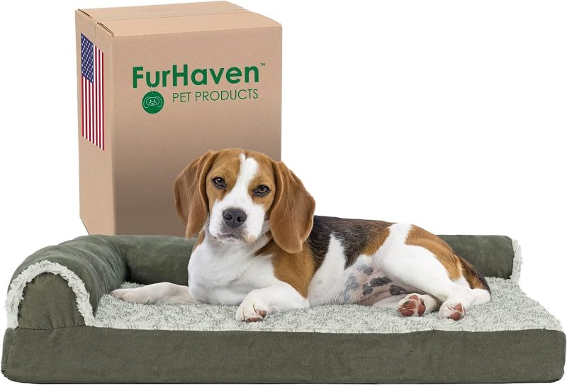 Furhaven Orthopedic Dog Bed for Medium/Small Dogs w/ Removable Bolsters & Washable Cover, For Dogs Up to 35 lbs - Plush & Almond - Image 688