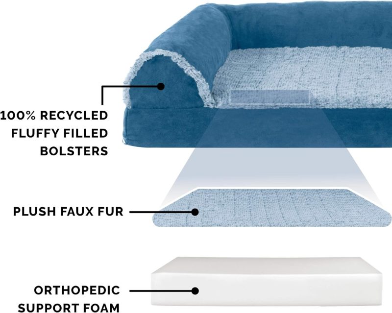 Furhaven Orthopedic Dog Bed for Medium/Small Dogs w/ Removable Bolsters & Washable Cover, For Dogs Up to 35 lbs - Plush & Almond - Image 76