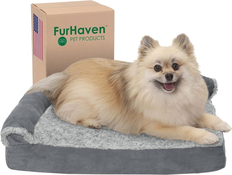 Furhaven Orthopedic Dog Bed for Medium/Small Dogs w/ Removable Bolsters & Washable Cover, For Dogs Up to 35 lbs - Plush & Almond - Image 653