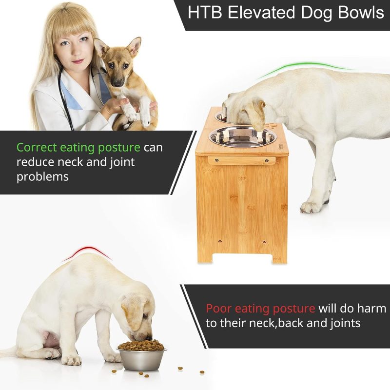 HTB Elevated Dog Bowls,Raised Dog Bowl Stand with 2 Stainless Steel Bowls,Elevated Raised Dog Bowls for Large Medium Small Sized - Image 59