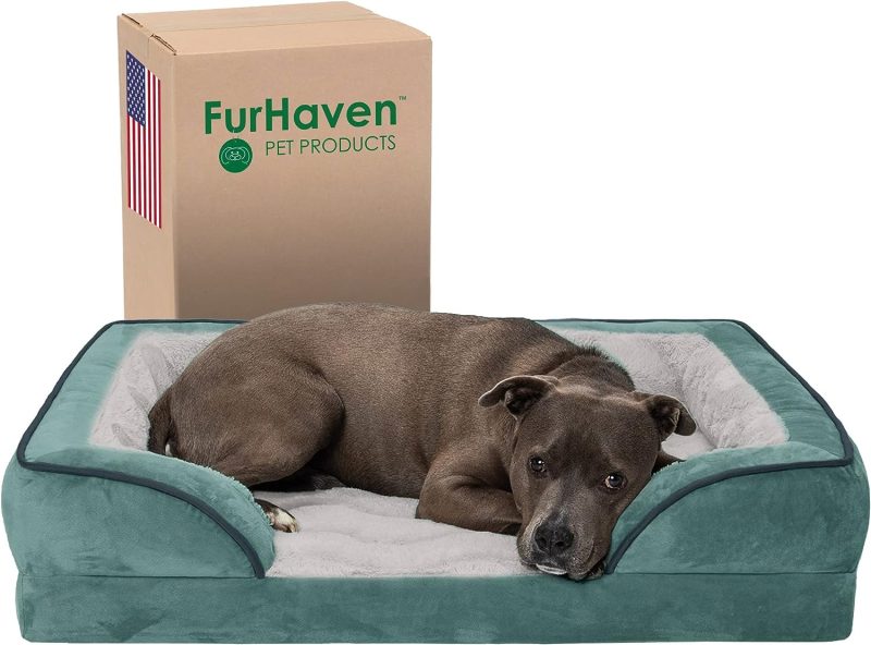 Furhaven Cooling Gel Dog Bed for Large Dogs w/ Removable Bolsters & Washable Cover, For Dogs Up to 95 lbs - Plush & Velvet Waves - Image 303