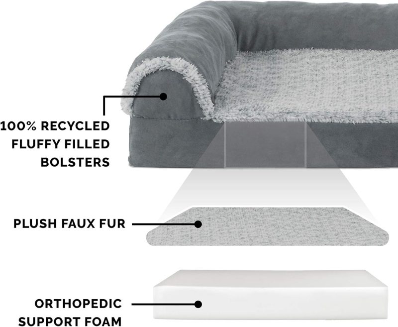 Furhaven Cooling Gel Dog Bed for Large/Medium Dogs w/ Removable Bolsters & Washable Cover, For Dogs Up to 55 lbs - Plush & - Image 207