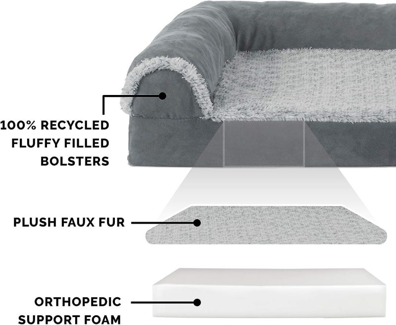 Furhaven Orthopedic Dog Bed for Medium/Small Dogs w/ Removable Bolsters & Washable Cover, For Dogs Up to 35 lbs - Plush & Almond - Image 207