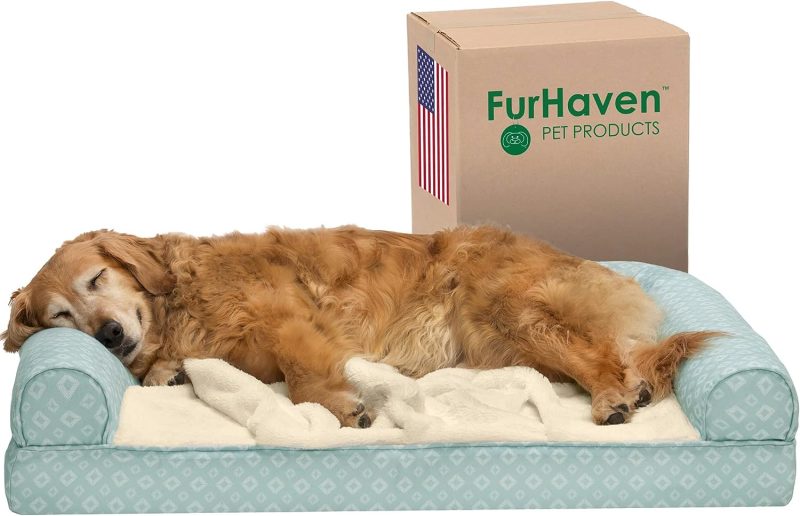 Furhaven Cooling Gel Dog Bed for Large Dogs w/ Removable Bolsters & Washable Cover, For Dogs Up to 95 lbs - Plush & Velvet Waves - Image 202