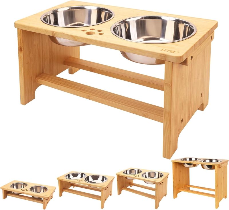 HTB Elevated Dog Bowls,Raised Dog Bowl Stand with 2 Stainless Steel Bowls,Elevated Raised Dog Bowls for Large Medium Small Sized - Image 62