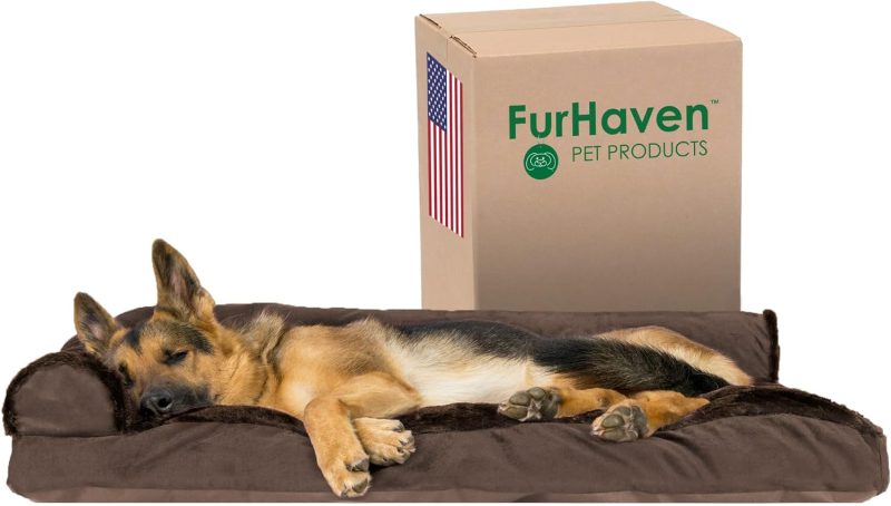 Furhaven Orthopedic Dog Bed for Medium/Small Dogs w/ Removable Bolsters & Washable Cover, For Dogs Up to 35 lbs - Plush & Almond - Image 648