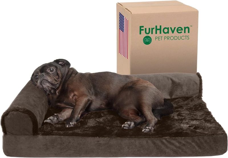 Furhaven Orthopedic Dog Bed for Medium/Small Dogs w/ Removable Bolsters & Washable Cover, For Dogs Up to 35 lbs - Plush & Almond - Image 328