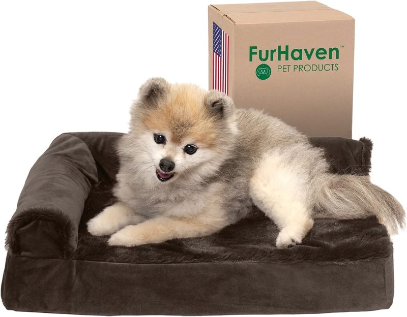 Furhaven Orthopedic Dog Bed for Medium/Small Dogs w/ Removable Bolsters & Washable Cover, For Dogs Up to 35 lbs - Plush & Almond - Image 508