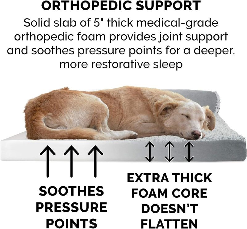 Furhaven Orthopedic Dog Bed for Medium/Small Dogs w/ Removable Bolsters & Washable Cover, For Dogs Up to 35 lbs - Plush & Almond - Image 208