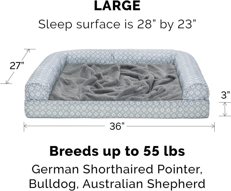 Furhaven Cooling Gel Dog Bed for Large Dogs w/ Removable Bolsters & Washable Cover, For Dogs Up to 95 lbs - Plush & Velvet Waves - Image 121