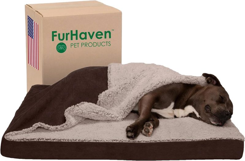 Furhaven Cooling Gel Dog Bed for Large Dogs w/ Removable Bolsters & Washable Cover, For Dogs Up to 95 lbs - Plush & Velvet Waves - Image 297
