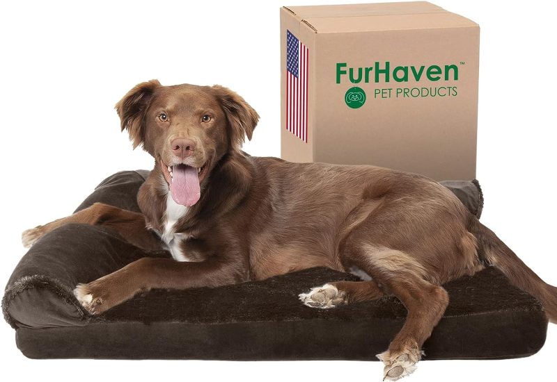 Furhaven Orthopedic Dog Bed for Medium/Small Dogs w/ Removable Bolsters & Washable Cover, For Dogs Up to 35 lbs - Plush & Almond - Image 354