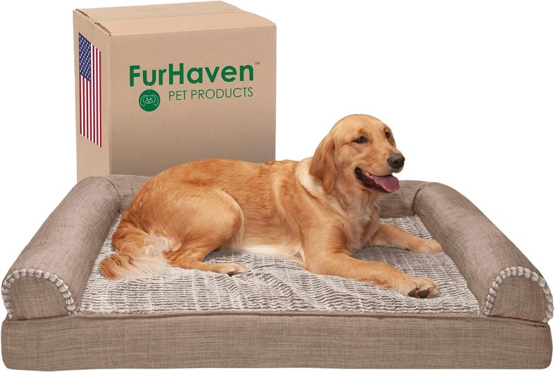 Furhaven Cooling Gel Dog Bed for Large Dogs w/ Removable Bolsters & Washable Cover, For Dogs Up to 95 lbs - Plush & Velvet Waves - Image 246