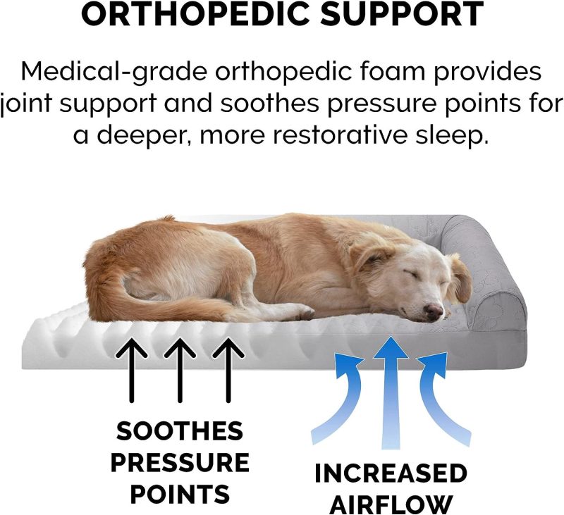 Furhaven Orthopedic Dog Bed for Medium/Small Dogs w/ Removable Bolsters & Washable Cover, For Dogs Up to 35 lbs - Plush & Almond - Image 485