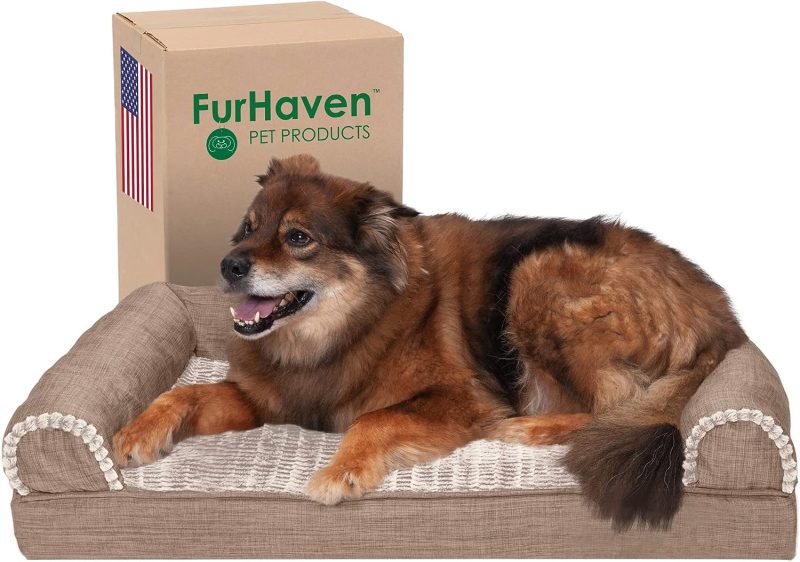 Furhaven Cooling Gel Dog Bed for Large Dogs w/ Removable Bolsters & Washable Cover, For Dogs Up to 95 lbs - Plush & Velvet Waves - Image 163