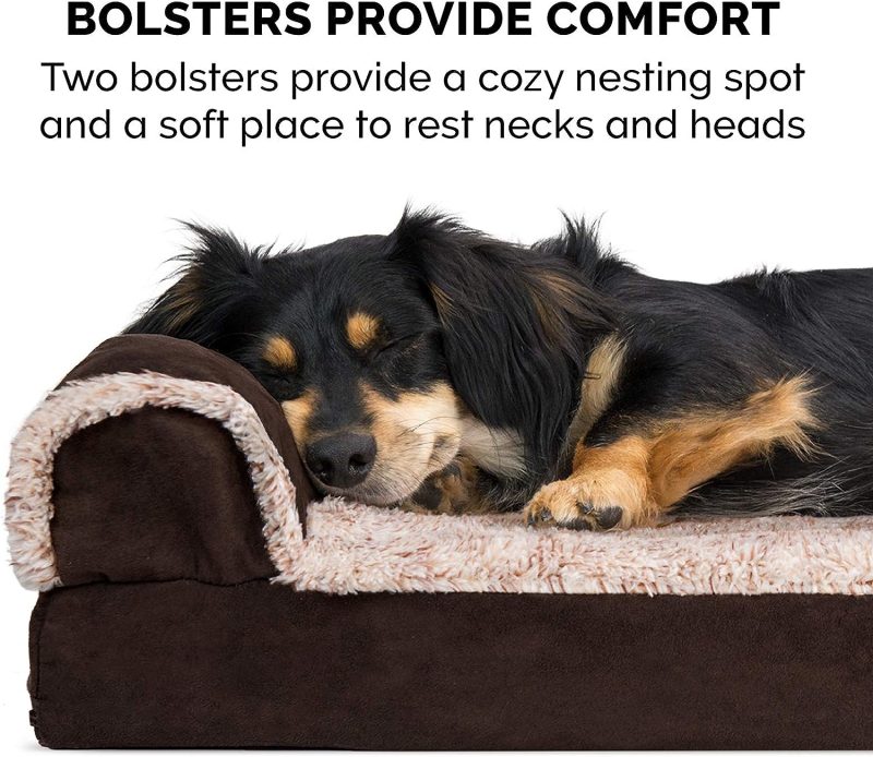 Furhaven Orthopedic Dog Bed for Medium/Small Dogs w/ Removable Bolsters & Washable Cover, For Dogs Up to 35 lbs - Plush & Almond - Image 26