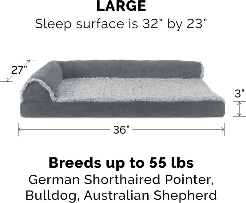 Furhaven Orthopedic Dog Bed for Medium/Small Dogs w/ Removable Bolsters & Washable Cover, For Dogs Up to 35 lbs - Plush & Almond - Image 196