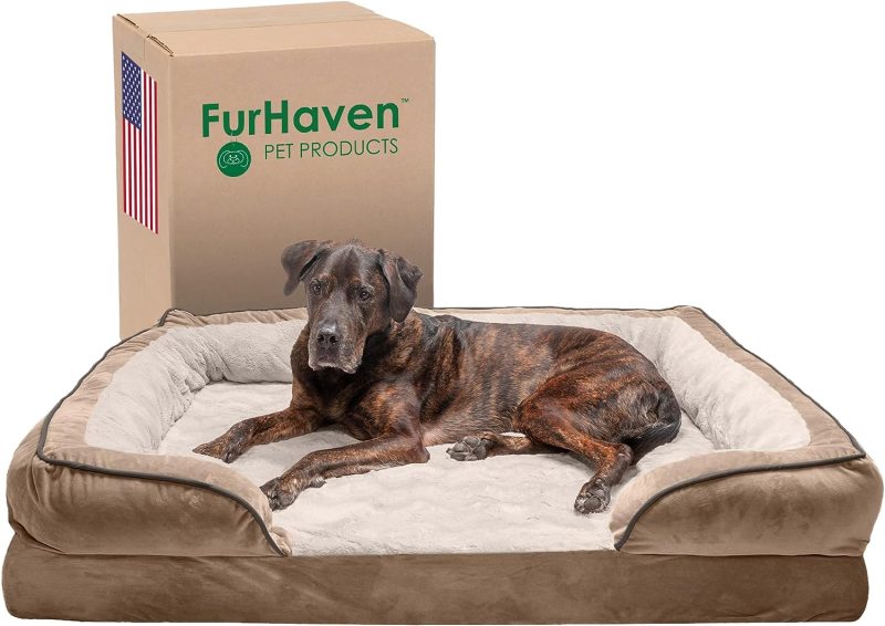 Furhaven Cooling Gel Dog Bed for Large Dogs w/ Removable Bolsters & Washable Cover, For Dogs Up to 95 lbs - Plush & Velvet Waves - Image 367