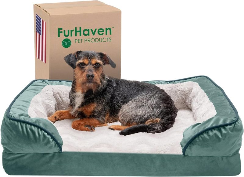 Furhaven Cooling Gel Dog Bed for Large Dogs w/ Removable Bolsters & Washable Cover, For Dogs Up to 95 lbs - Plush & Velvet Waves - Image 403